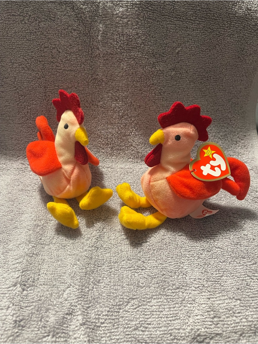 Ty Plush Rooster Pair - Red, Orange & Yellow “Strut the rooster” 🐔 🐓